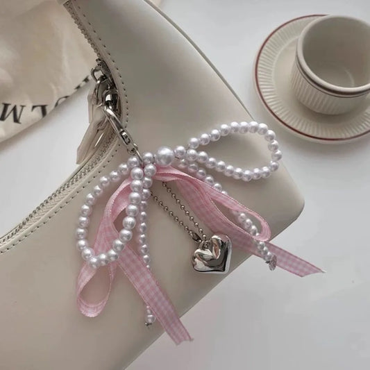 Ribbon  Pearls Bag  Charm